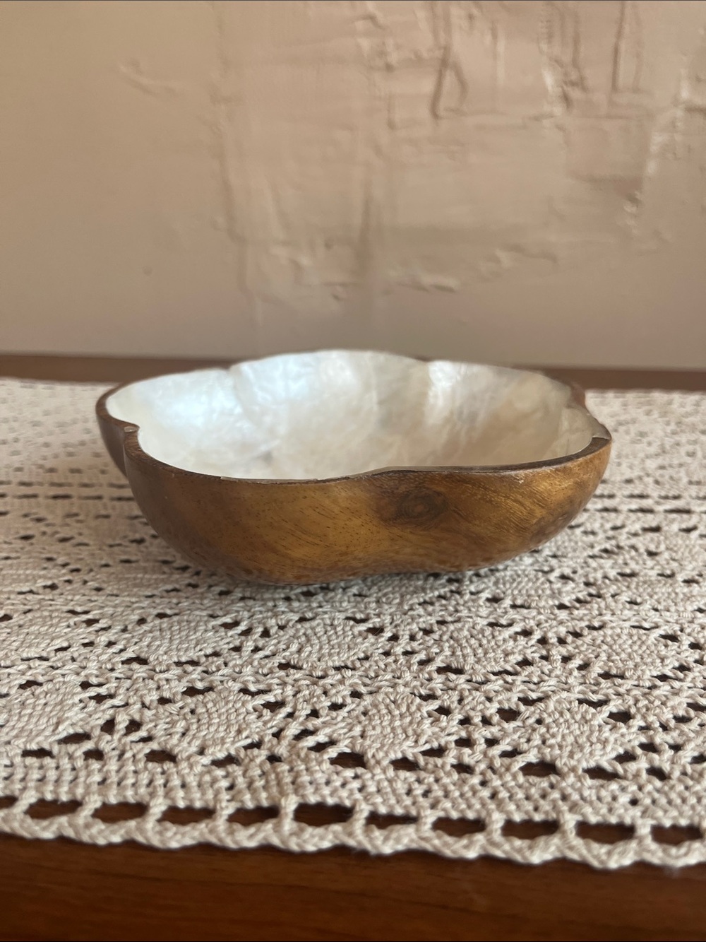 Capiz Shell Wood  Bowl